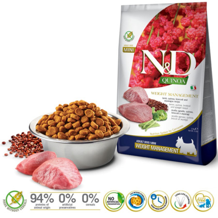 FARMINA N&D Quinoa Šunų svorio valdymas Aviena Suaugusiems Mini - sausas maistas - 2.5 kg