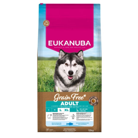 Eukanuba Be Grūdų Suaugusiųjų Didelių Dydžių Jūros Žuvys 12kg