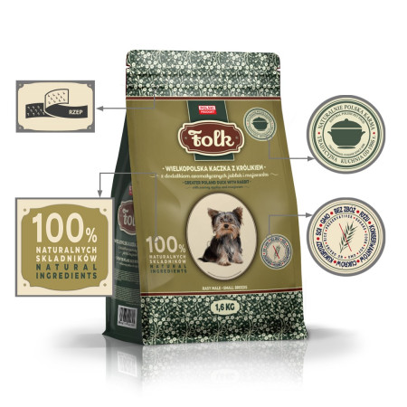 FOLK Mažų veislių tradicinė didžiosios Lenkijos antis su triušiu, obuoliais ir marjoramu 1,6kg