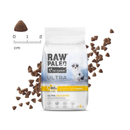 RAW PALEO Ultra Medium&Large Puppy Turkey - sausas maistas šuniukams - 2 kg
