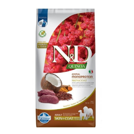 FARMINA N&D Quinoa Dog Skin&Coat Suvenison ir Kokosais Suaugusiems - sausas ėdalas šunims - 7 kg