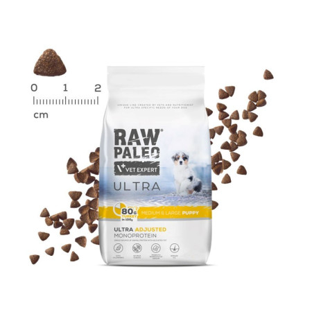 VET EXPERT RAW PALEO Ultra Medium&Large Šuniukams Kalakutiena - sausas maistas - 10 kg