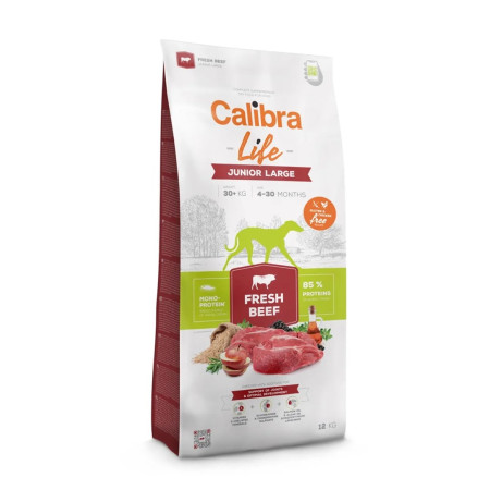 CALIBRA Life Junior Large veislės Šviežia Jautiena - sausas maistas šunims - 12kg