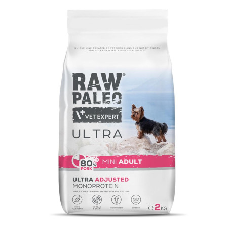 RAW PALEO Ultra Kiauliena Mini Suaugusiems - sausas maistas šunims - 2kg