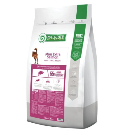 NATURE'S PROTECTION Mini Extra Lašiša - sausas maistas šunims - 7,5kg