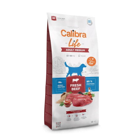 CALIBRA Dog Life Adult Medium Fresh Beef - sausas maistas šunims - 12 kg