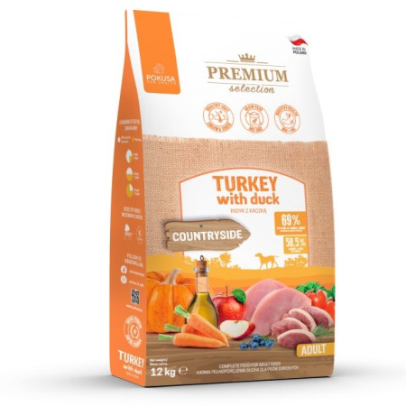 POKUSA Premium Selection Adult Turkey with duck - sausas maistas šunims - 12kg