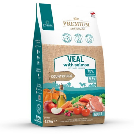 POKUSA Premium Selection Veal with salmon Adult - sausas maistas šunims - 12kg