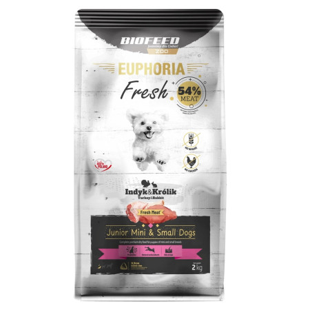 BIOFEED Euphoria Fresh Junior Mini & Small Kalakutiena su triušiu - sausas maistas šunims - 2kg