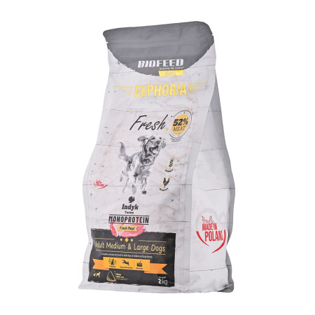 BIOFEED Euphoria Fresh Suaugusių vidutinių ir didelių šunų monoproteininis maistas su kalakutiena - 2kg