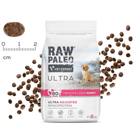 RAW PALEO Ultra Kiaulienos Maistas Vidutinio ir Didelio Dydžio Šuniukams - 10 kg
