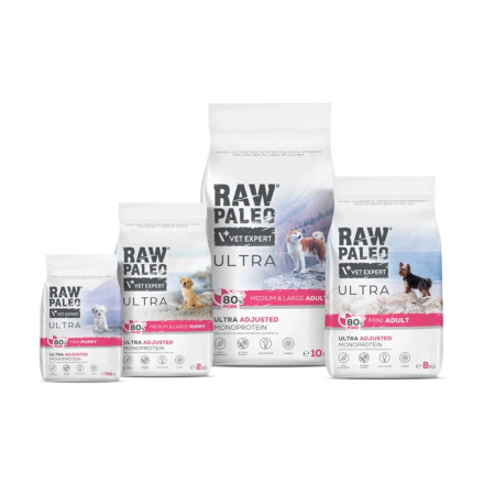 RAW PALEO Ultra Kiaulienos Maistas Vidutinio ir Didelio Dydžio Šuniukams - 10 kg