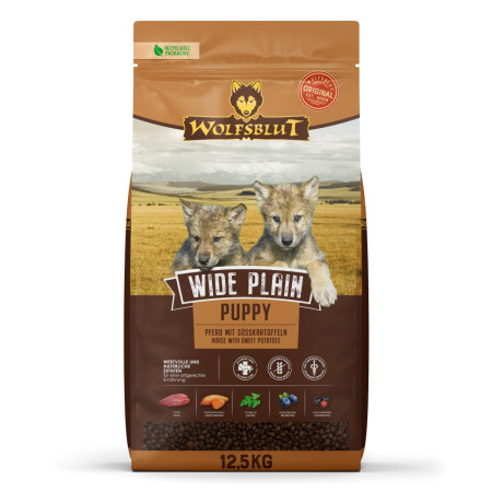 WOLFSBLUT Wide Plain Puppy Arklys su saldžiomis bulvėmis - sausas maistas šunims - 12,5kg
