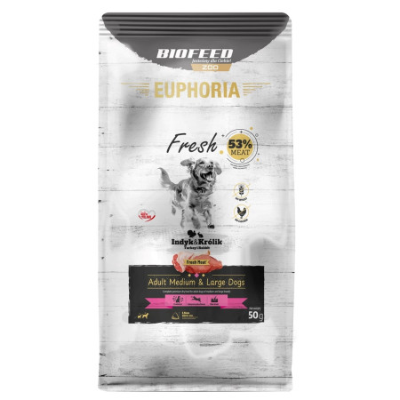 BIOFEED Euphoria Fresh Suaugusiems Kalakutiena su triušiena M/L - sausas maistas - 50g
