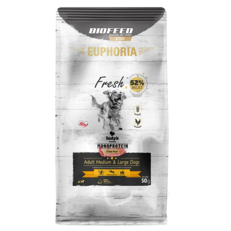 EUPHORIA Fresh Suaugusiems Monoproteinas Kalakutiena M/L - sausas maistas - 50g