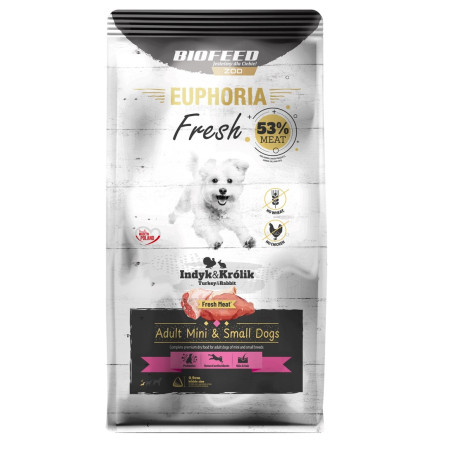 BIOFEED Euphoria Fresh Suaugusiųjų Mini ir Mažų Kalakutiena su Triušiu - sausas maistas šunims - 50g