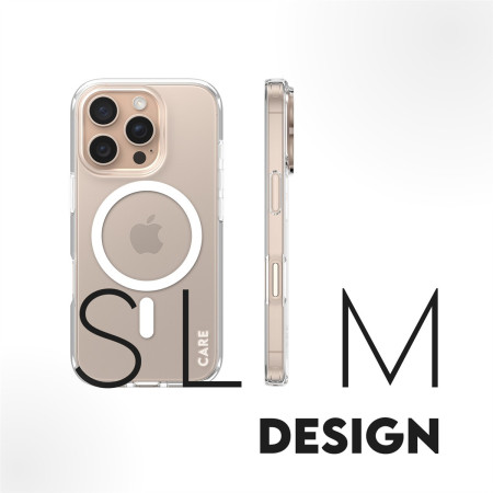 PanzerGlass CARE Flagship dėklas su baltu MagSafe iPhone 16 Pro, Skaidrus