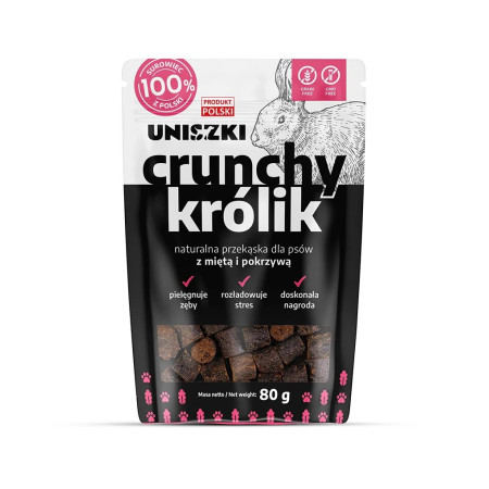 UNISZKI Crunchy Triušis su Mėta ir Dilgėlėmis - Skanėstas Šunims - 80g