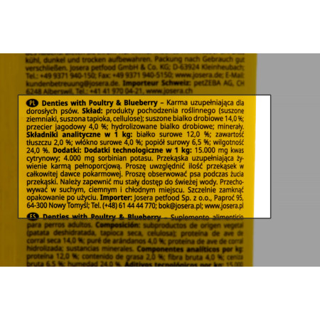 JOSERA Denties vištiena su mėlynėmis - skanėstas šunims - 180g