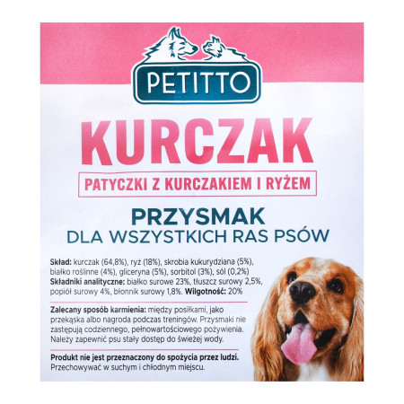 PETITTO Vištienos ir ryžių lazdelės šunims - 500 g