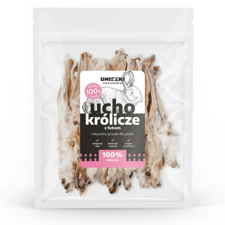 UNISZKI Triušio ausys su kailiu - skanėstas šunims - 20 vienetų