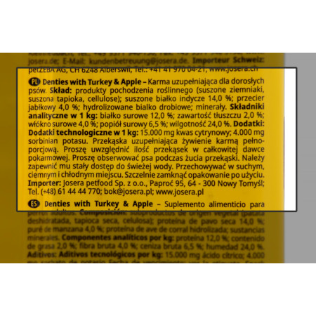 JOSERA Dantų skanėstas šunims su kalakutiena ir obuoliais - 180g