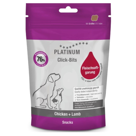 PLATINUM Click-Bits Vištiena+Aviena - skanėstas šuniui - 150g