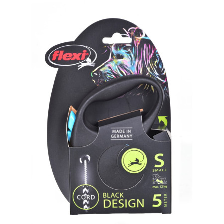 Flexi Black Design S 5 m - Susitraukiantis pavadėlis šunims