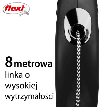 Flexi New CLASSIC 8 m Juoda - Susitraukiantis pavadėlis šunims