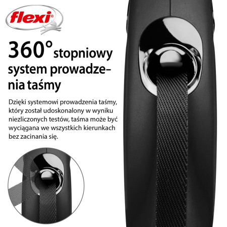 Flexi New CLASSIC 5 m Juoda - Susitraukiantis pavadėlis šunims