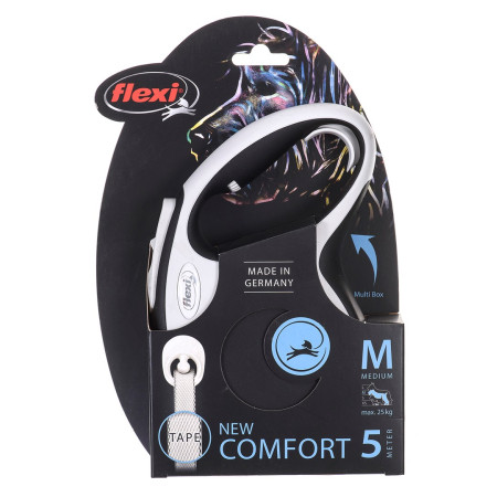 Flexi New Comfort M pavadėlis 5 m juodas