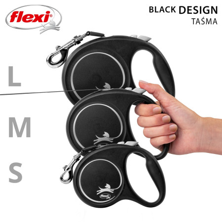 Flexi Black Design L pavadėlis 5 m geltonas