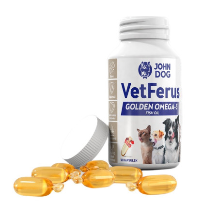 JOHN DOG VetFerus Golden Fish Oil - papildai šunims ir katėms - 30