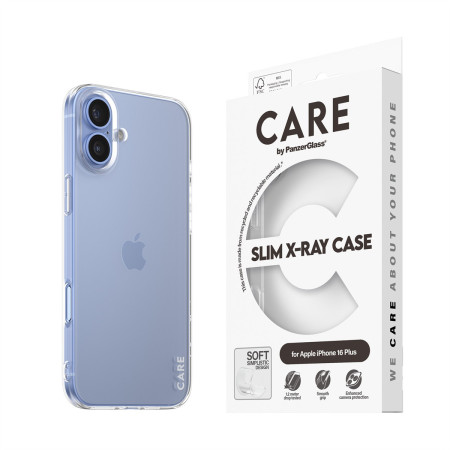 PanzerGlass CARE Fashion dėklas X-Ray Soft Basic iPhone 16 Plus, permatomas