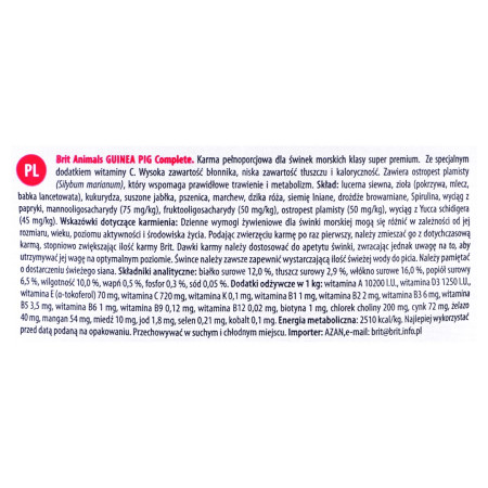 BRIT Animals Jūrų kiaulytėms - sausas maistas - 1,5 kg