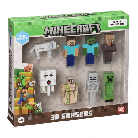 MINECRAFT 3D TRINTUKAI - 8 PAKAS DELUXE DĖŽUTĖ VER.A