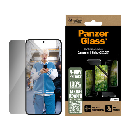 PanzerGlass ® ECO MATRIX 4-jų krypčių privatumo ekrano apsauga Samsung Galaxy S25 | S24 | Ultra-plačiai
