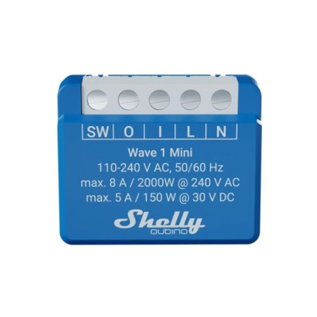Shelly Qubino Wave 1 Mini LR Išmanusis jungiklis Z-Wave Mėlyna