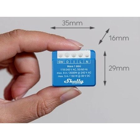Shelly Qubino Wave 1 Mini LR Išmanusis jungiklis Z-Wave Mėlyna