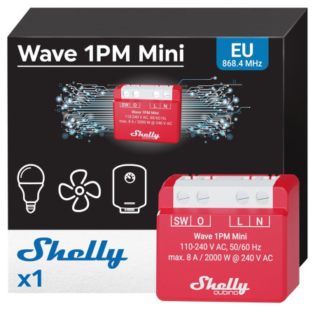 Shelly Wave 1PM Mini LR išmanusis Z-Wave relė