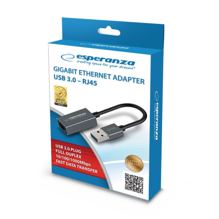 Esperanza ENA101 Ethernet adapteris 1000 Mbps USB 3.0-RJ45