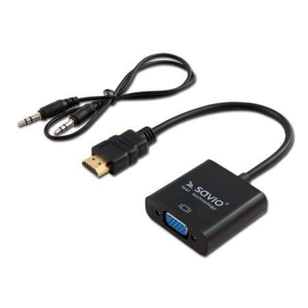 SAVIO HDMI (M) - VGA (F) adapteris su garsu CL-23/B Juodas