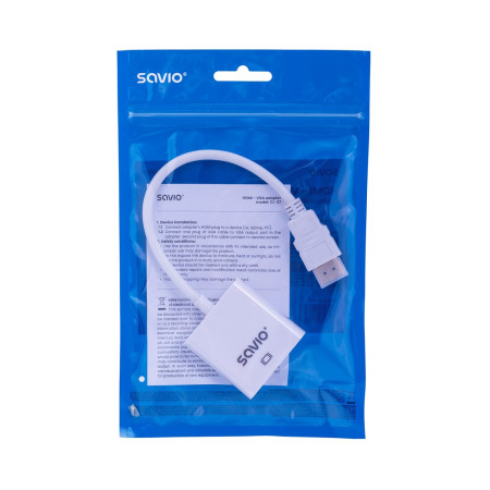 SAVIO CL-27B HDMI A tipo (standartinis) - VGA (D-Sub) adapteris 0,1 m Balta