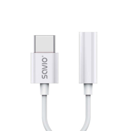 Savio USB 3.1 C (M) tipo garso adapteris 3,5 mm (F) lizdas Baltas