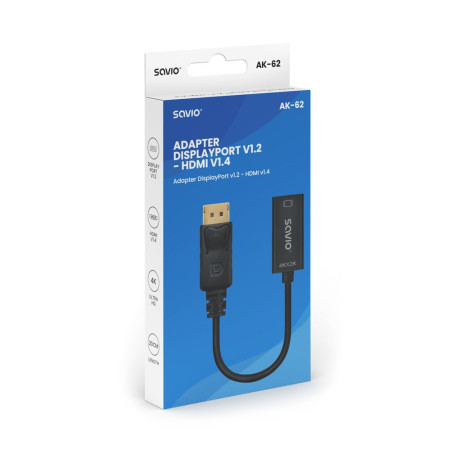 Savio DisplayPort (M) v1.2 - HDMI A (F) v1.4 adapteris 4K AK-62