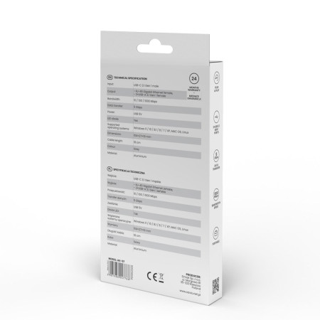 SAVIO AK-57 USB-C - 3 x USB-A šakotuvas su RJ-45 Gigabit Ethernet adapteriu