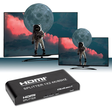 Qoltec 51797 Aktyvus HDMI skirstytuvas 2 x HDMI 4K x 2K