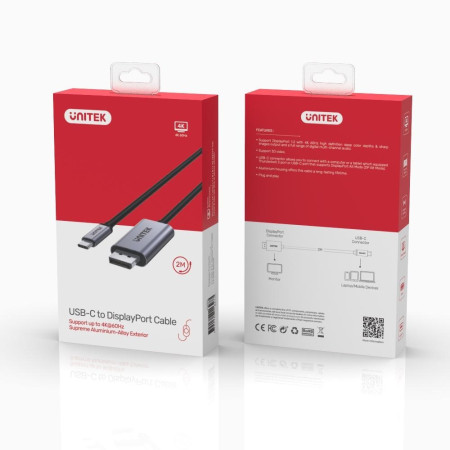 UNITEK V1409A USB-C į DisplayPort keitiklis - Juoda, Pilka