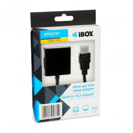 iBox IAHV01 HDMI A tipo (standartinis) į VGA (D-Sub) adapteris - Juoda