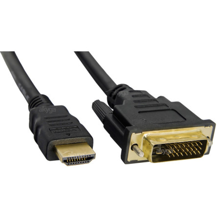 Akyga AK-AV-11 HDMI A tipo (standartinis) DVI-D vaizdo kabelio adapteris 1,8 m juodas